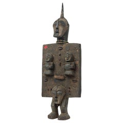 African Congo 20th Century Carved Wood Songye Kwfebe Figural Plaque