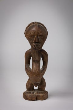 African Congo Mid 20th Century Carved Wooden Songye Fertility
