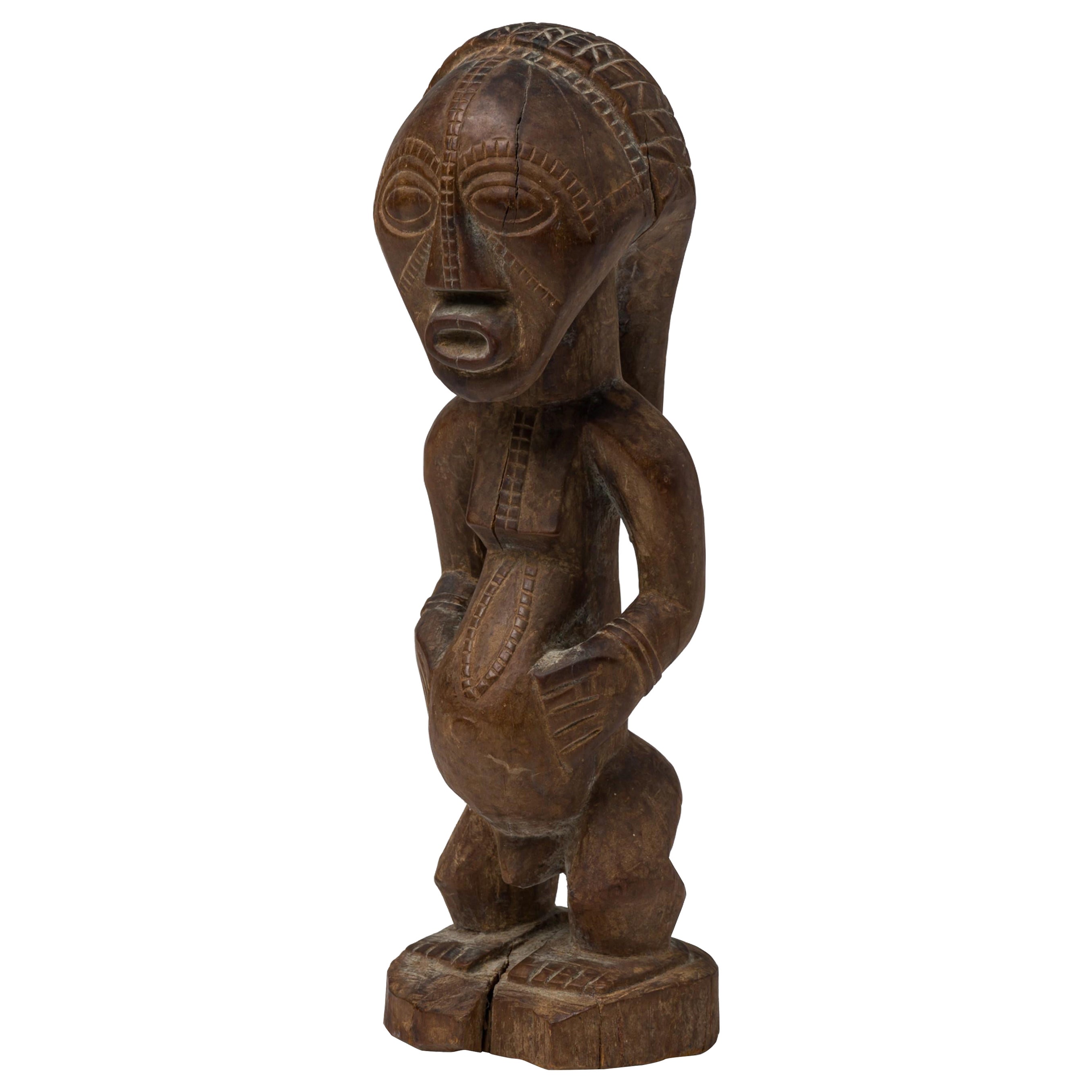 African Congo Mid 20th Century Carved Wooden Songye Fertility