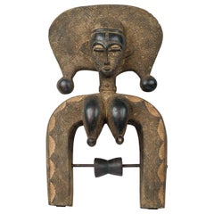 African Cote dIvoire 20th Century Baule Large Heddle Pulley / Female Figure