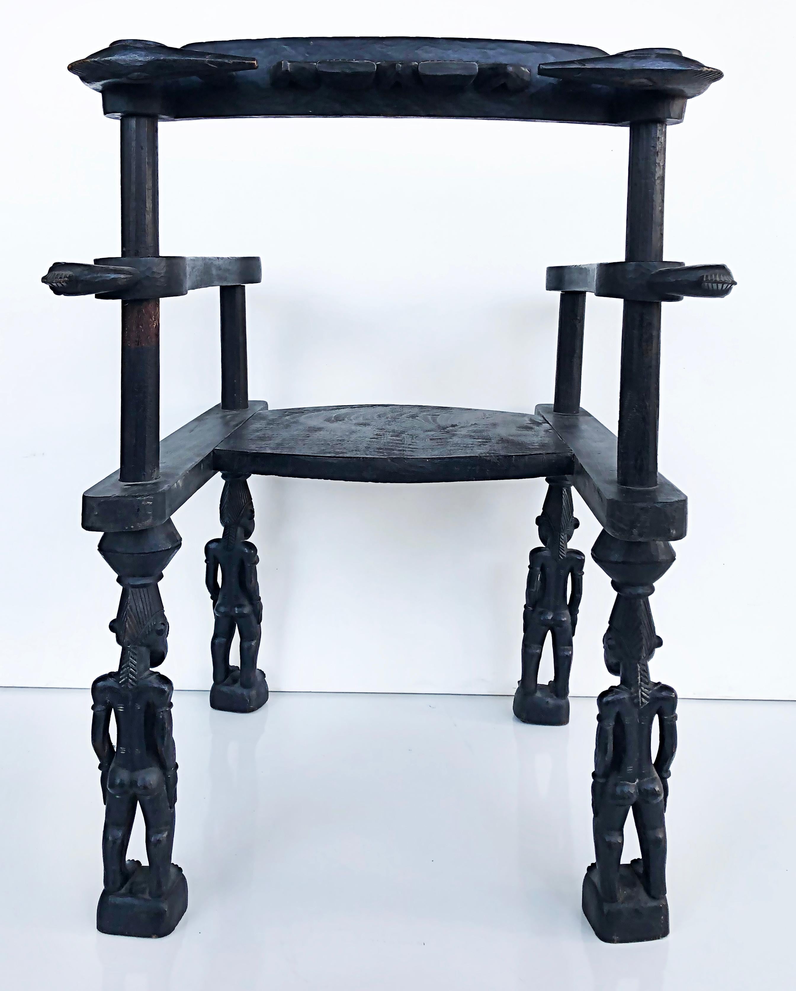 African 'Cote D'ivoire' Senufo Sculptural Nobility Style Armchair, Modern For Sale 1