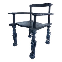 African 'Cote D'ivoire' Senufo Sculptural Nobility Style Armchair, Modern