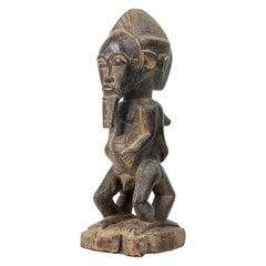 African Cote dVoire 20th Century Carved Wood Baule Conjoined Couple