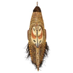 African Cowrie Shell and Root Fiber Beaked Mask