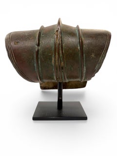 African Currency, Large Bronze Cuff on Stand, Well Patinaed