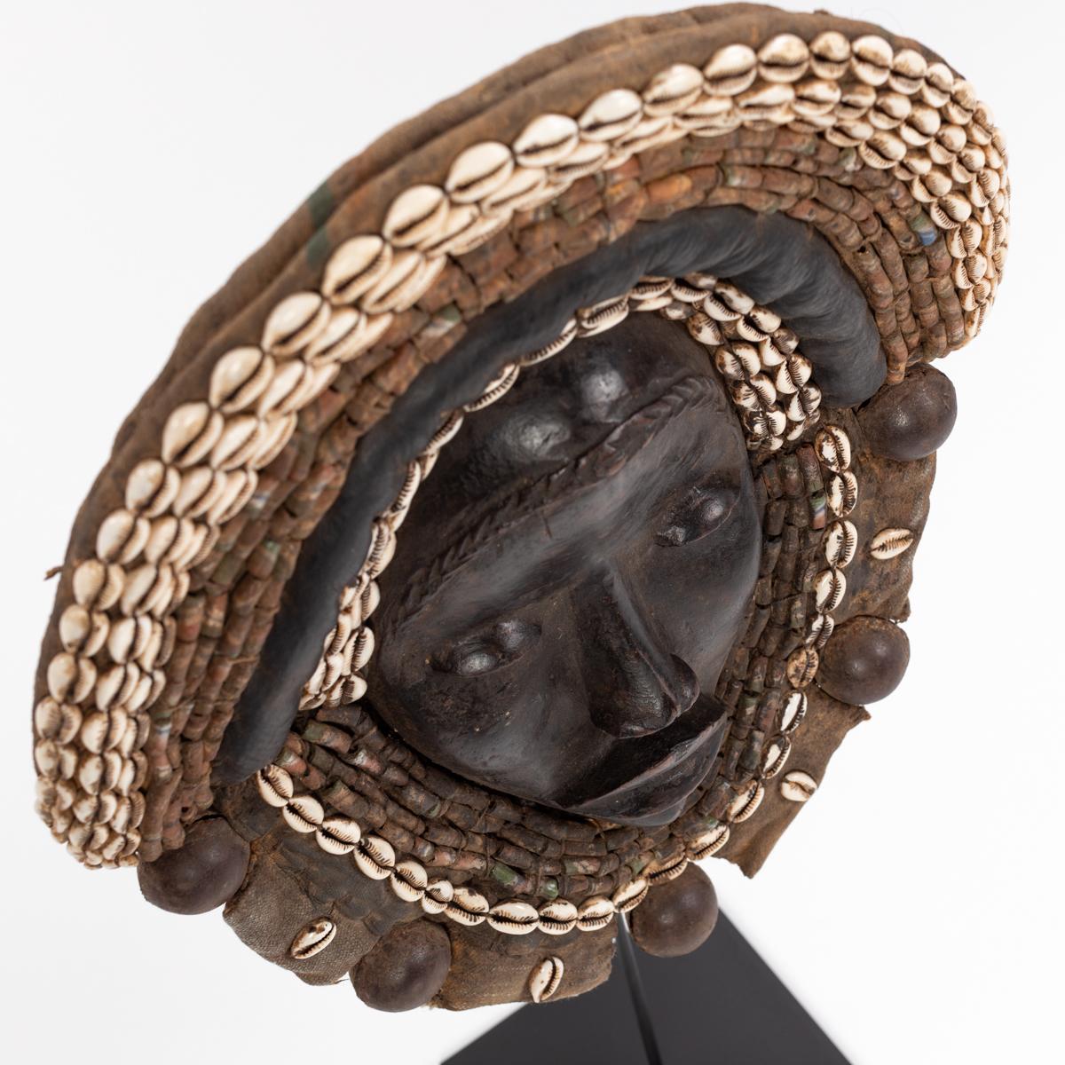 African Dan Yakuba Guard Mask Small Shells and Bells from the Ivory Coast 1970s For Sale 3