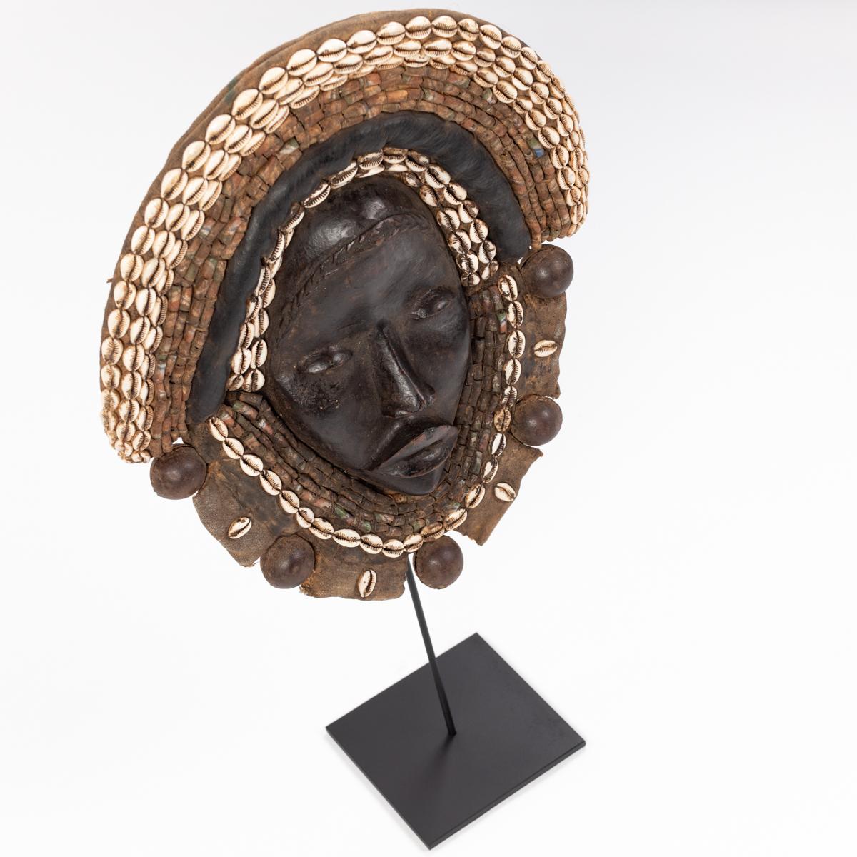African Dan Yakuba Guard Mask Small Shells and Bells from the Ivory Coast 1970s For Sale 1