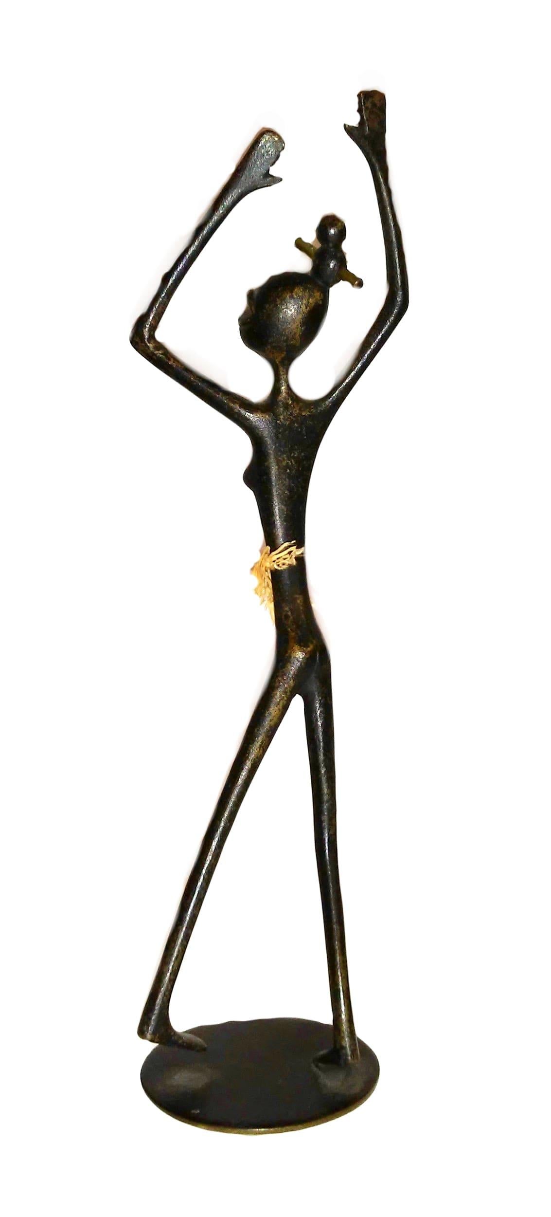 African Dancer
Sculpture designed by Karl Hagenauer
Black patinated brass
Manufactured by Werkstätte Hagenauer Wien
Circa 1935 - 1945
Marked on the underside 'Hagenauer Wien, Made in Austria' It also has the iconic wHw logo
Height 16 cm (6