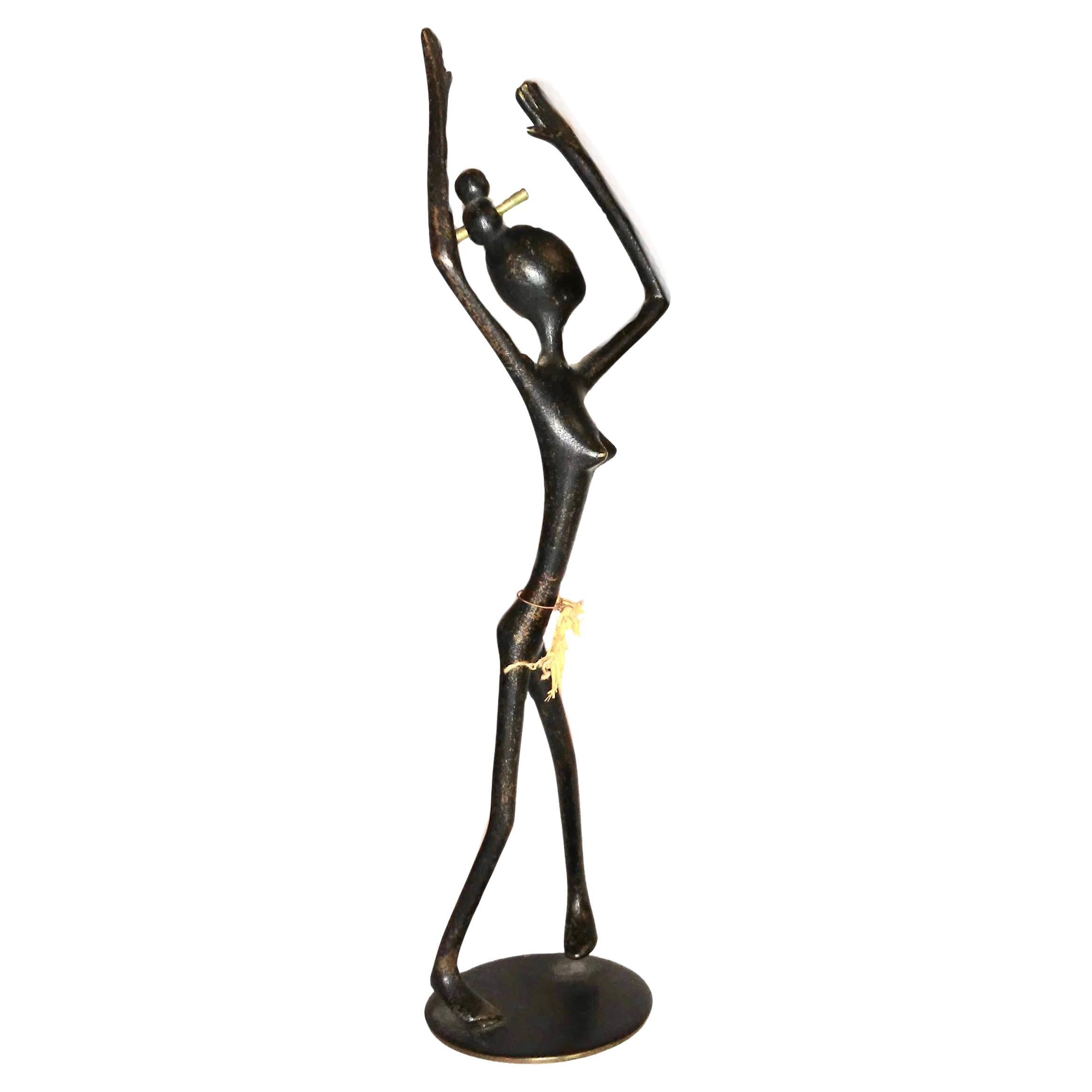African Dancer Brass Sculpture, Werkstätte Hagenauer Wien