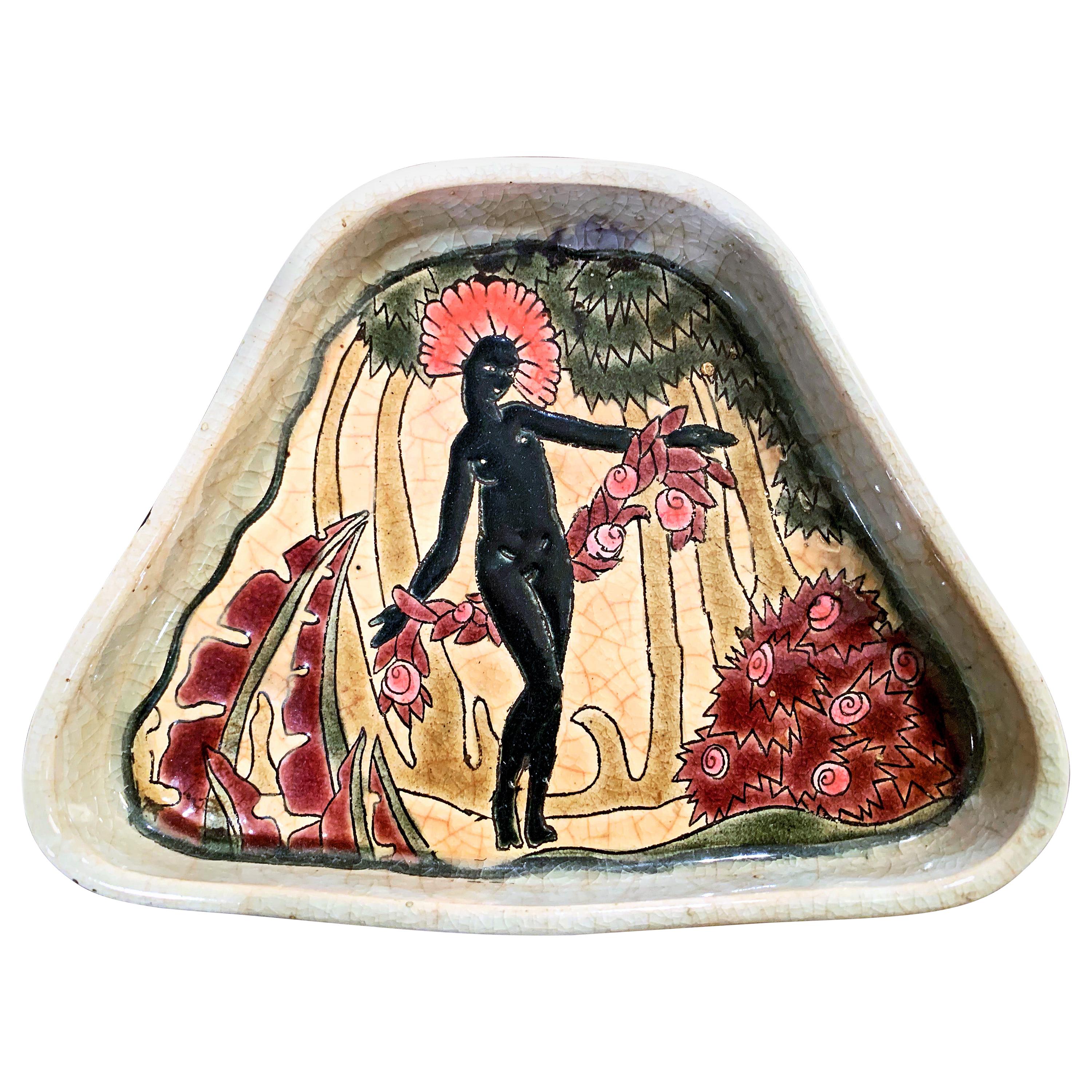 "African Dancer, " Brilliant Art Deco Vanity Tray Inspired by Josephine Baker For Sale