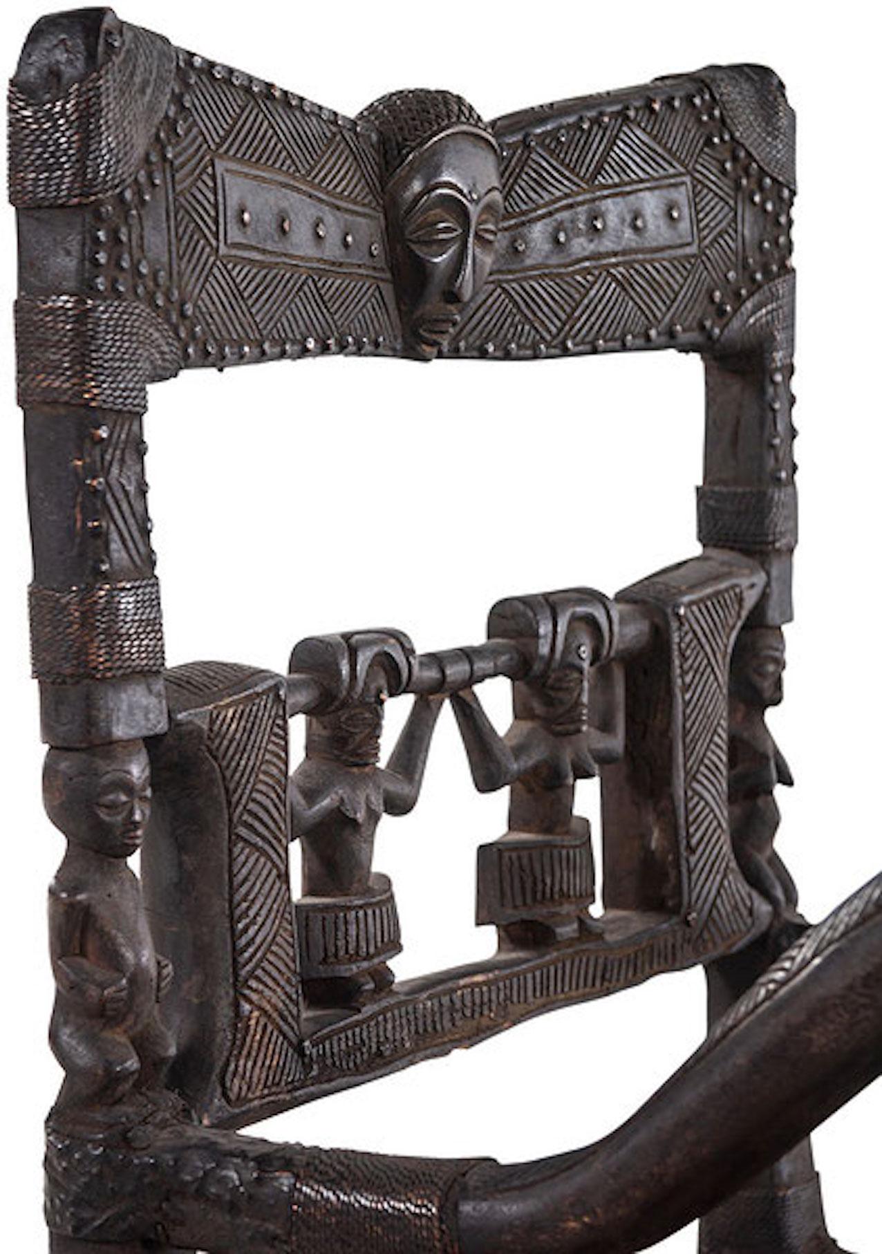 Angolan African Decorative Armchair For Sale
