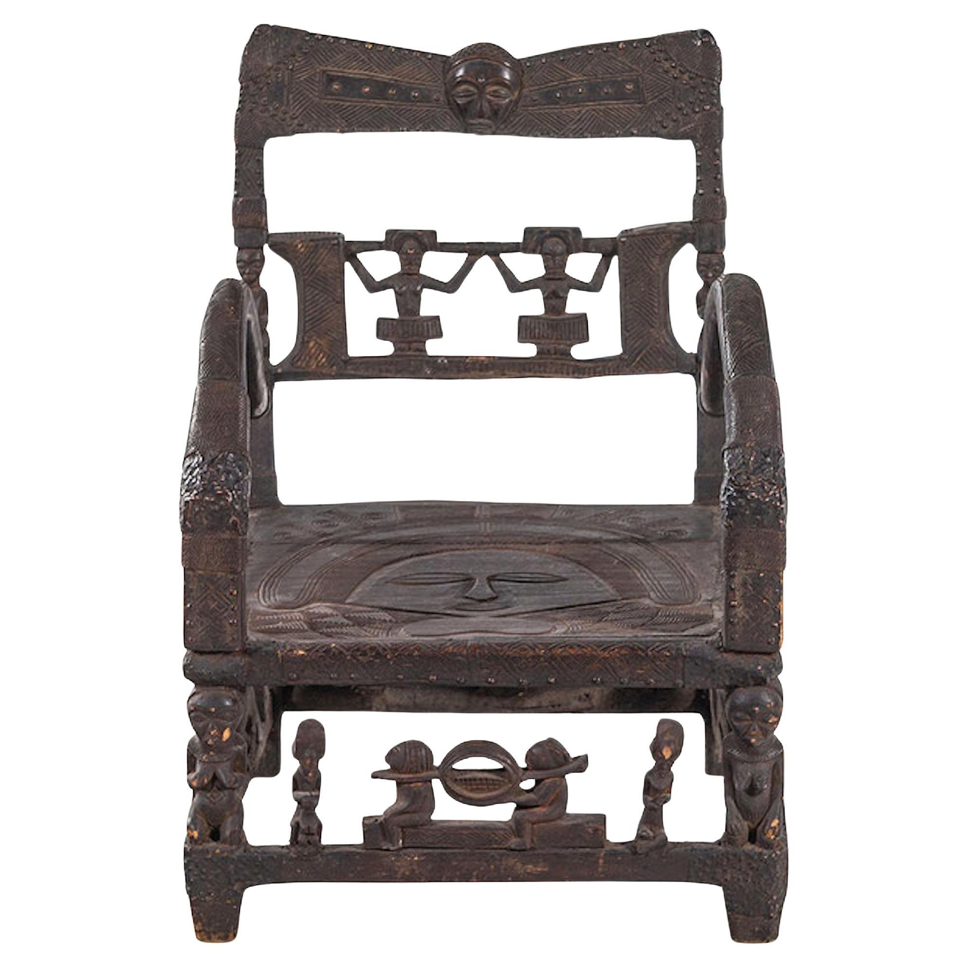 African Decorative Armchair For Sale