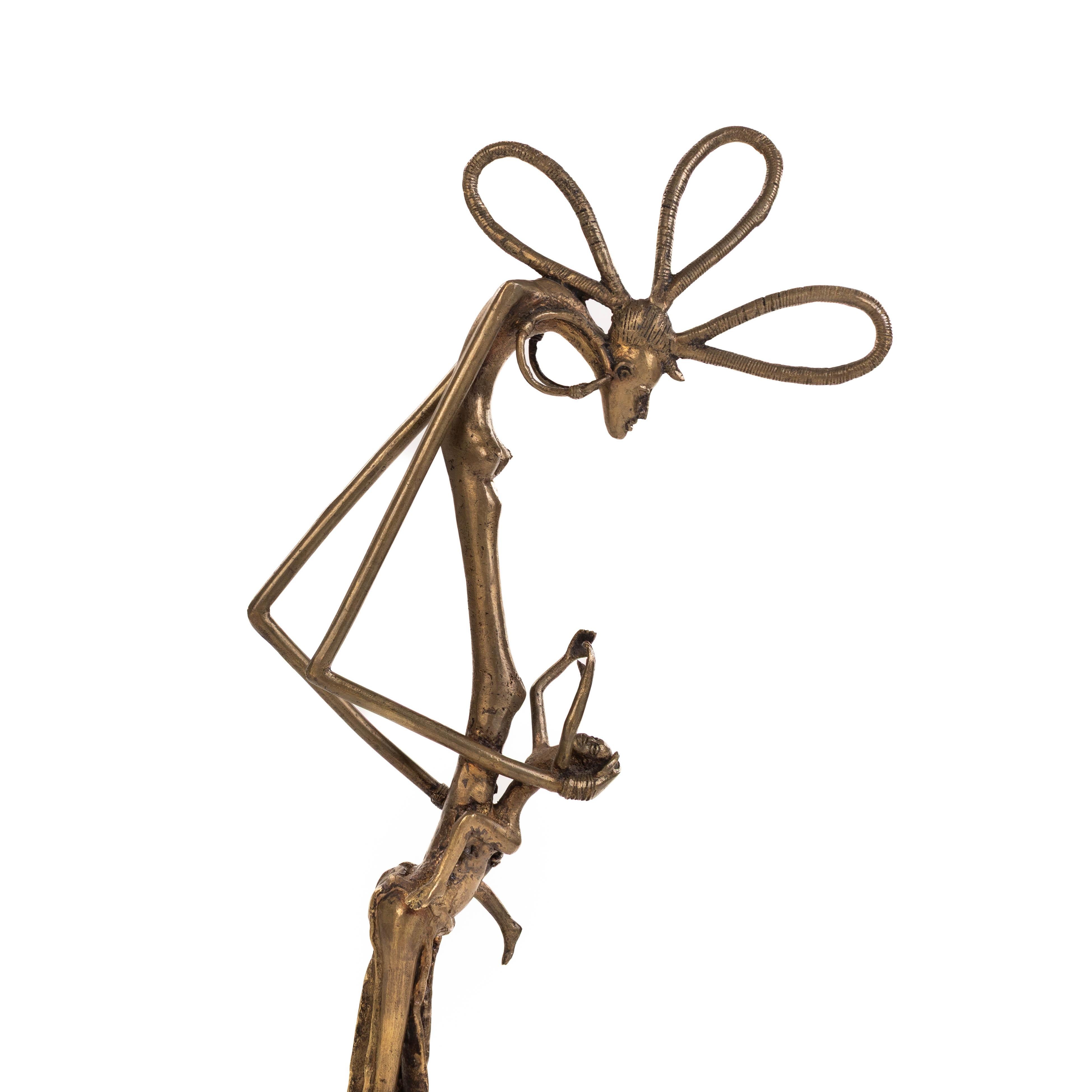 Bronze Figure tribale africaine en bronze Dogon 