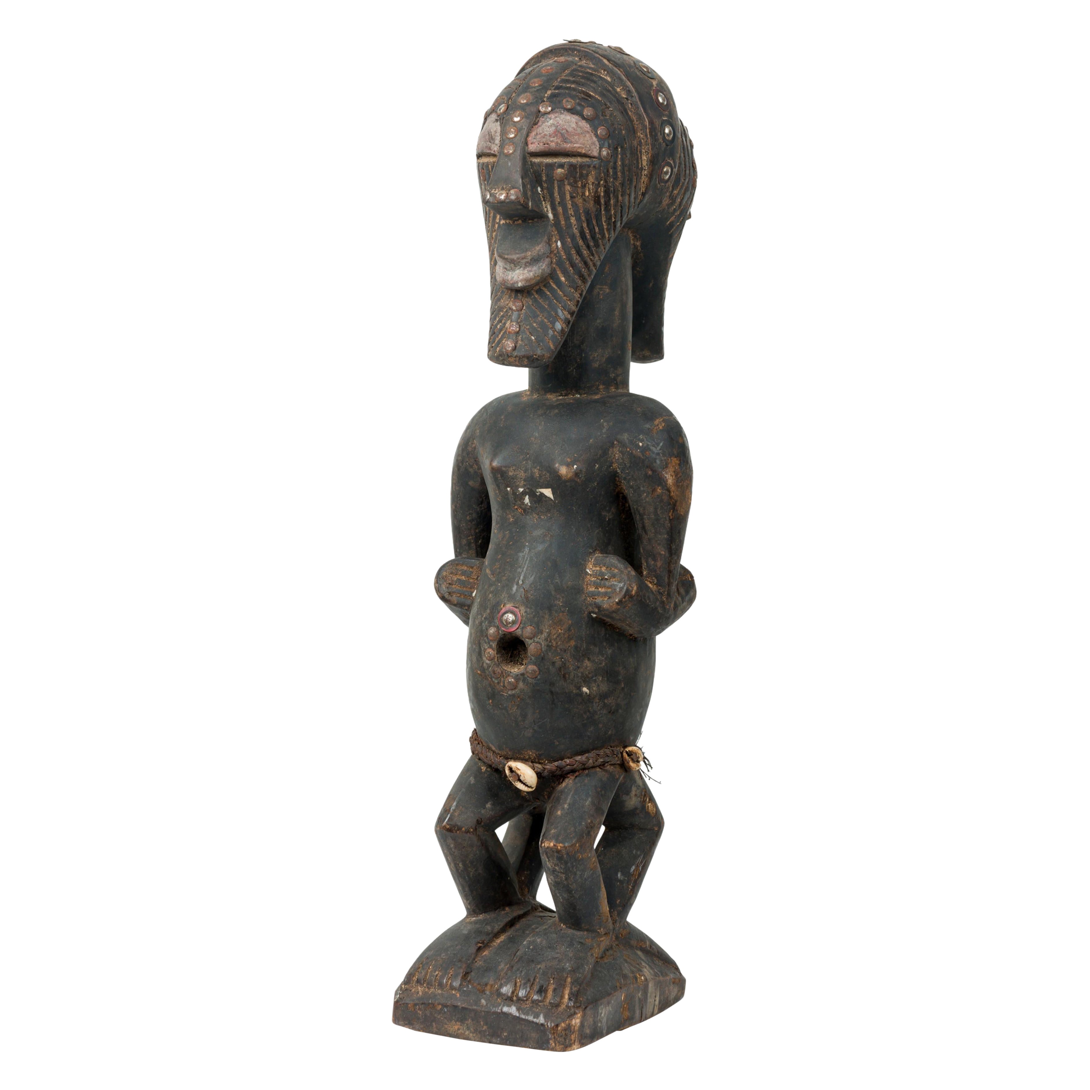 African D.R. Congo 20th Century Carved Wood Songye 2-Headed Janus Figure