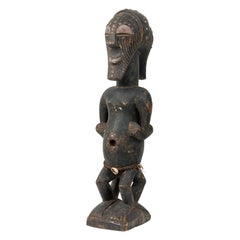 African D.R. Congo 20th Century Carved Wood Songye 2-Headed Janus Figure