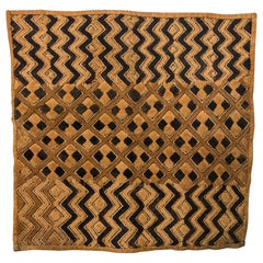 African D.R. Congo 20th Century Embroidered Raffia Kuba Cloth, Lattice Design