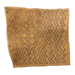 African D.R. Congo 20th Century Embroidered Raffia Kuba Cloth, Light Brown Monot
