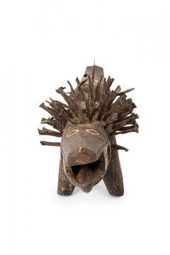 African D.R. Congo 20th Century Nkisi Koso 2-Headed Dog Nail Fetish Figure