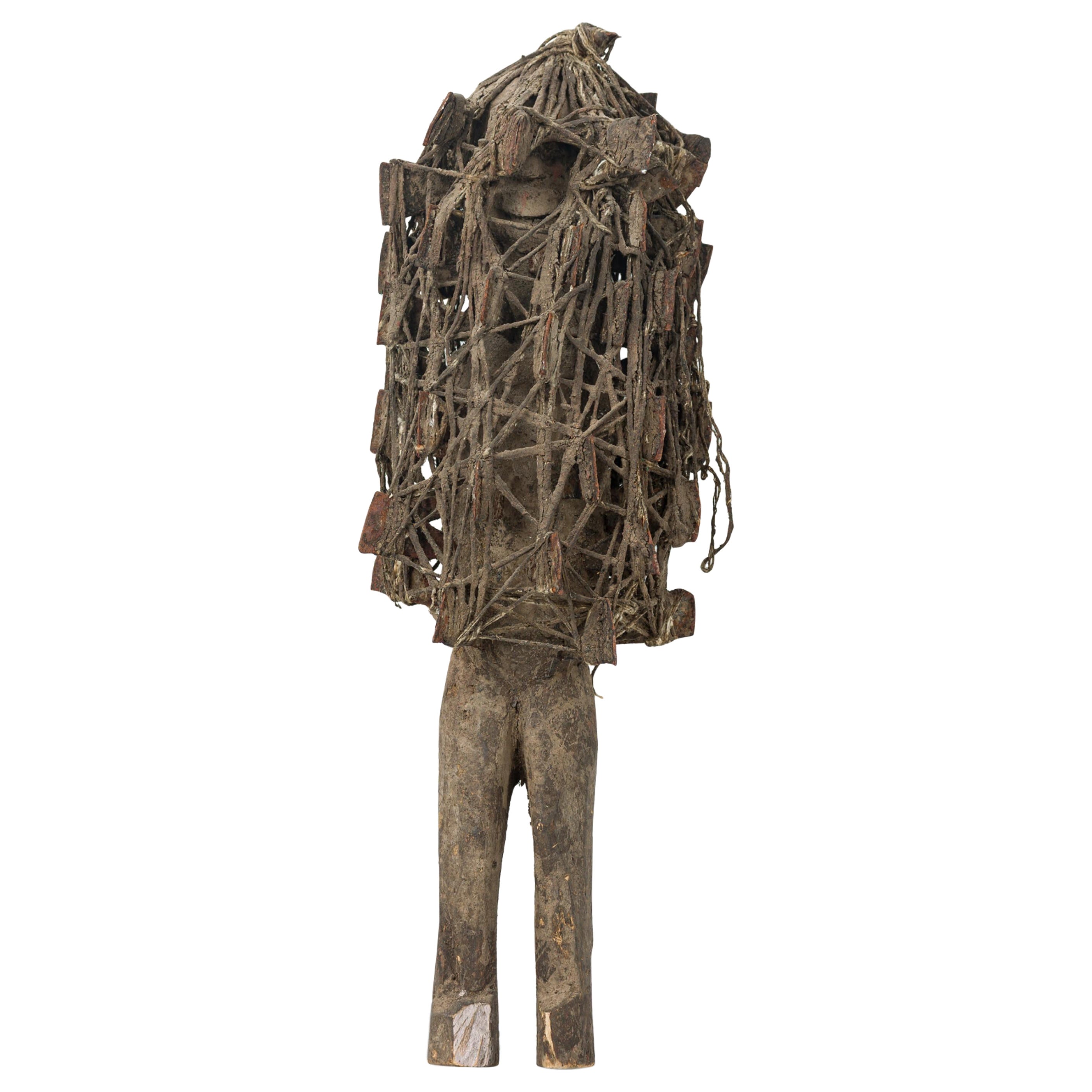 African D.R. Congo 20th Century Wood
String Nkisi Male Nail Fetish Figure