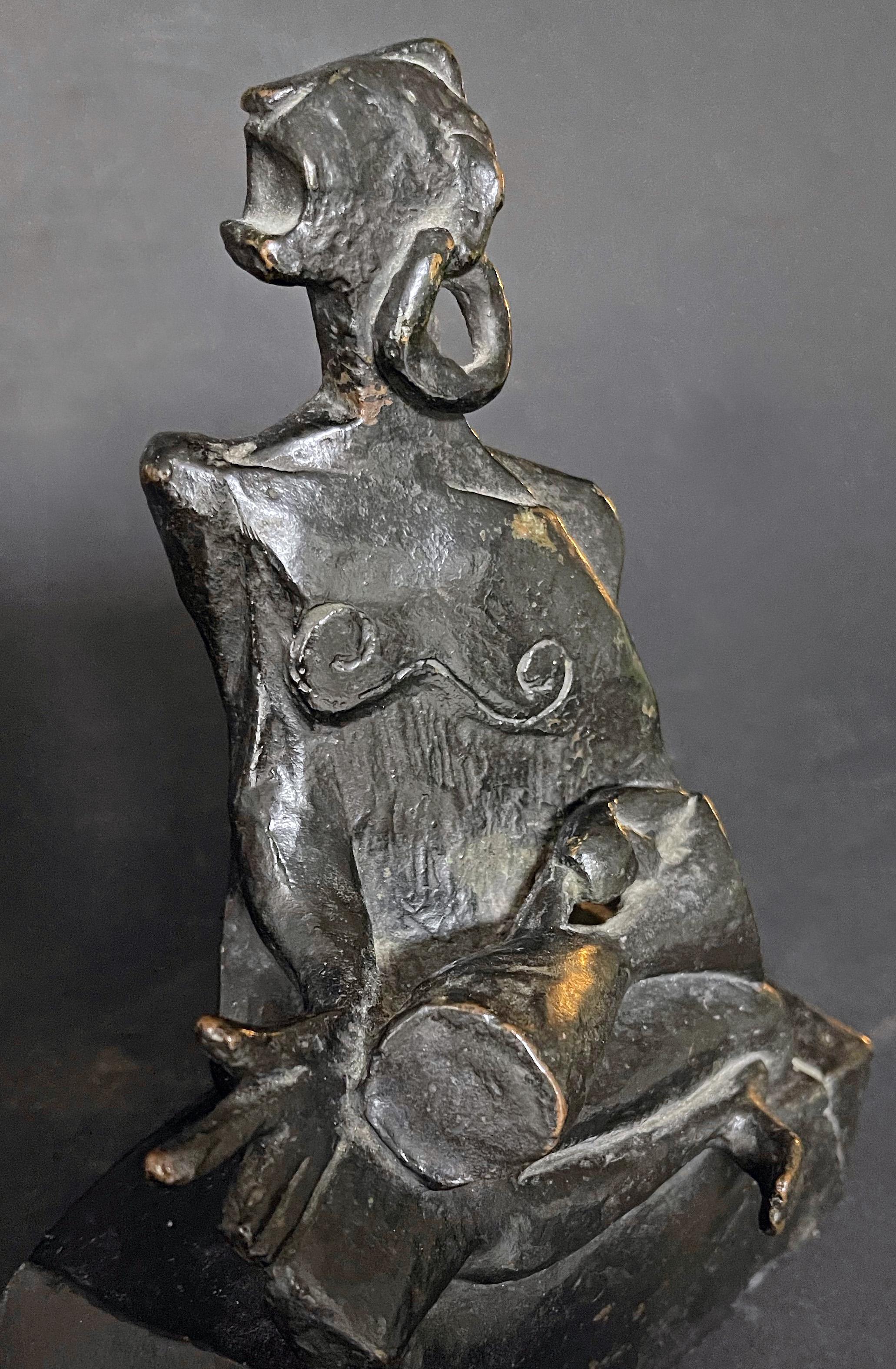 „African Drummer“, fabelhafte kubistische Bronzeskulptur, Frankreich, 1920er Jahre (Art déco) im Angebot