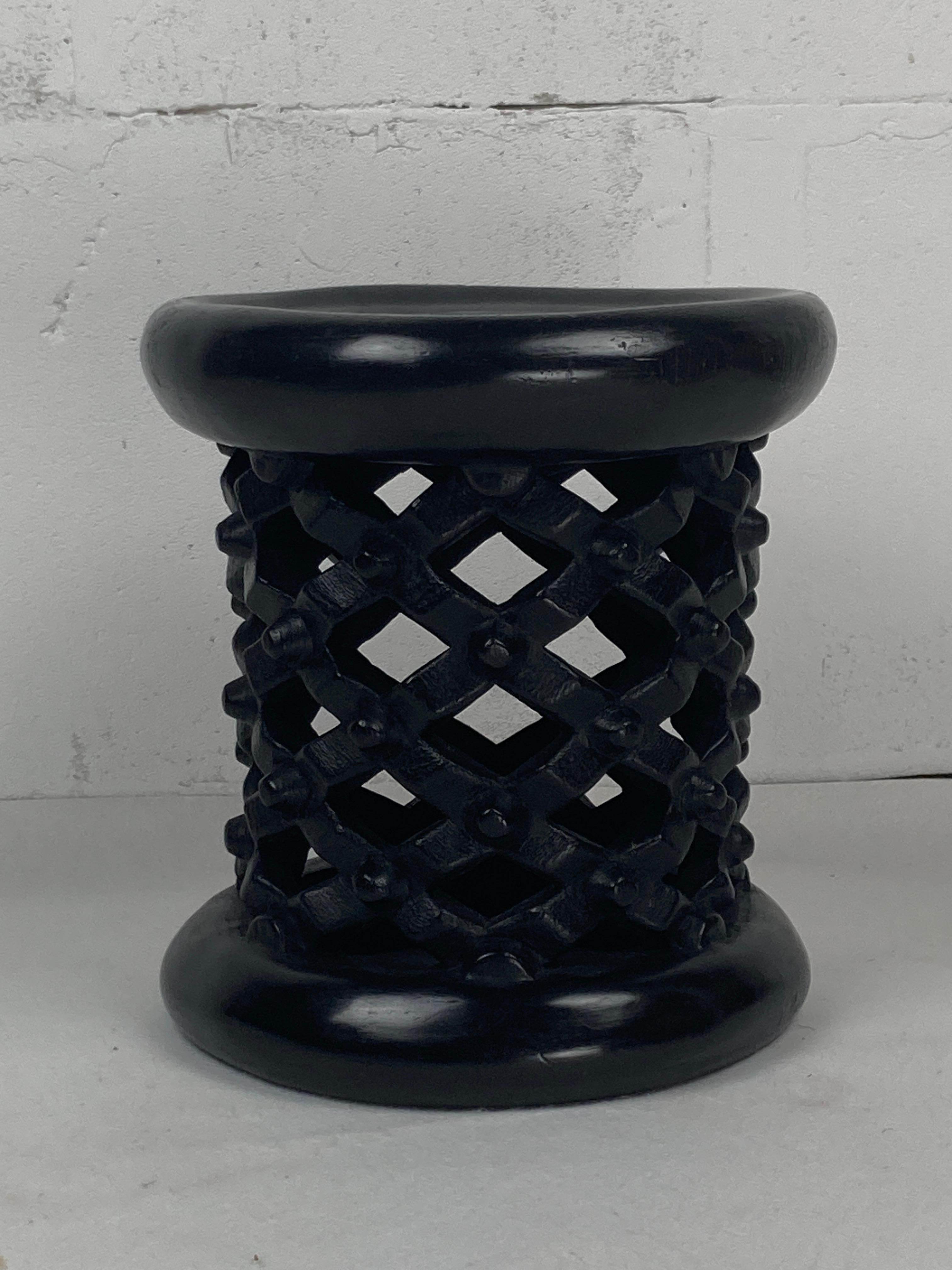 Cameroonian African Ebonised Bamileke Low Stool, Cameroon, 1970s For Sale