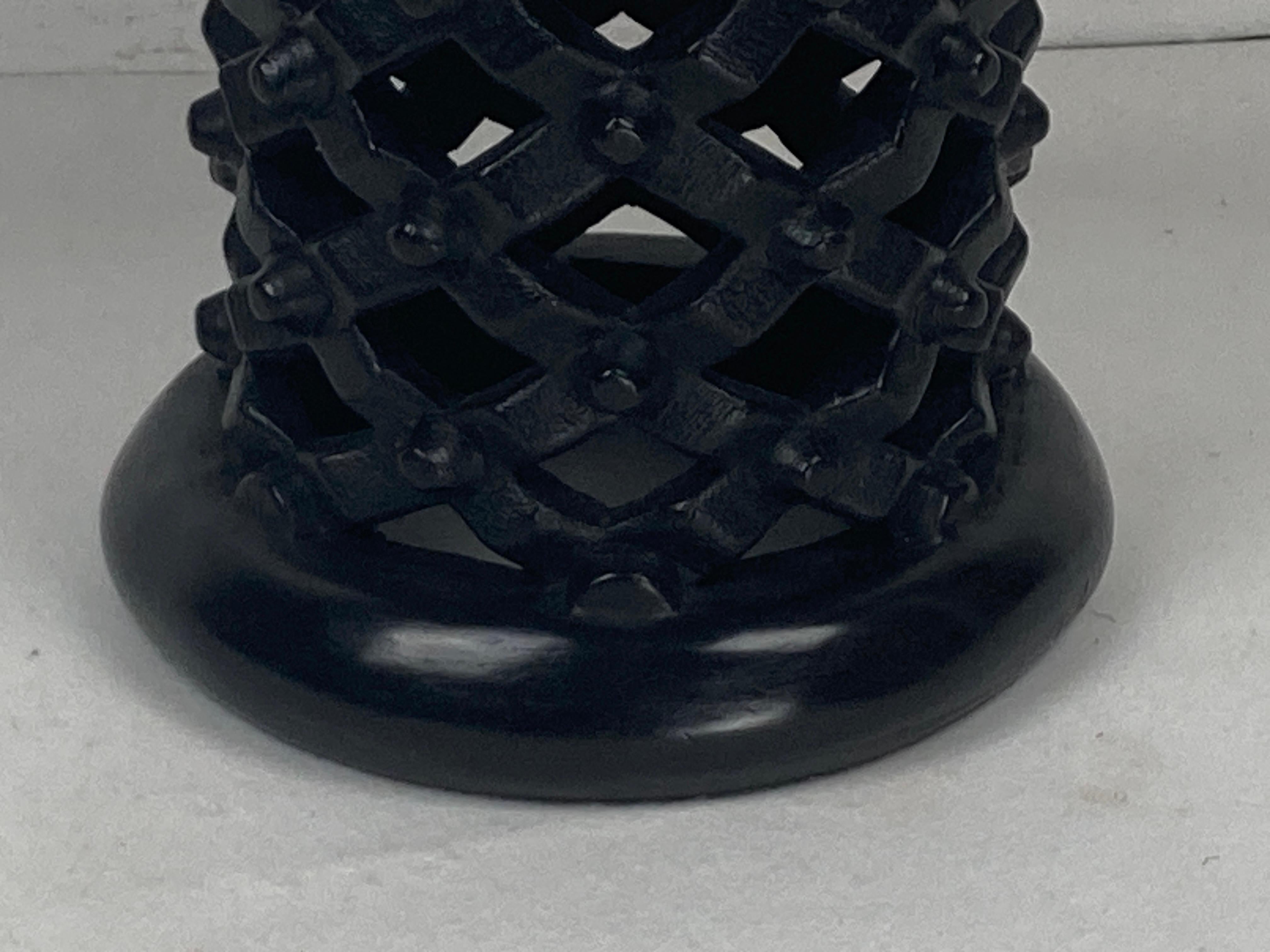 Late 20th Century African Ebonised Bamileke Low Stool, Cameroon, 1970s For Sale