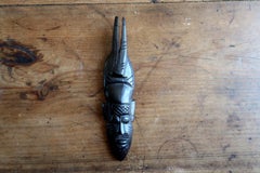 African Ebonized Wood Mask, Twin-Prong Crest & Powerful Face, 20th C. - 2C94