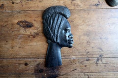 African Ebonized Wood Relief, Female Portrait in Profile, Makonde Style - 2C100