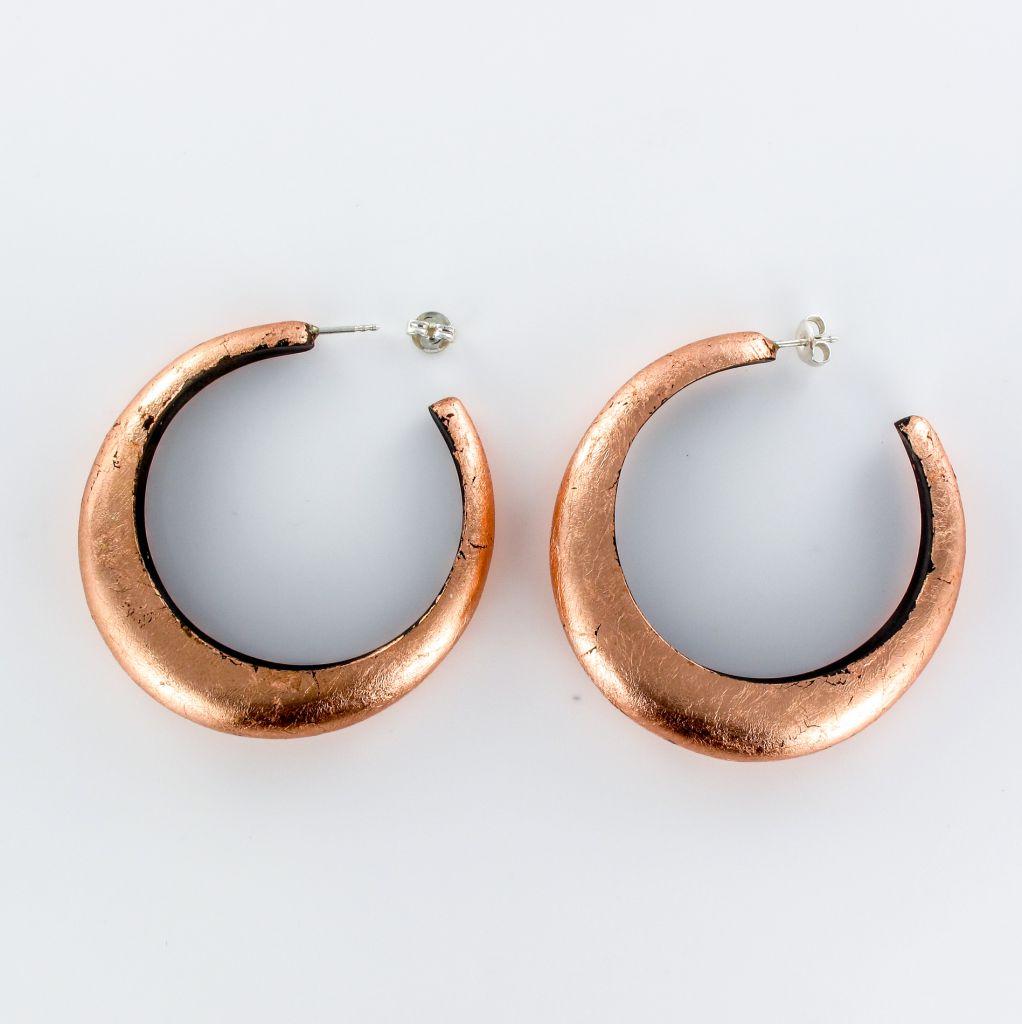 African Ebony Copper Hoops Earrings 1
