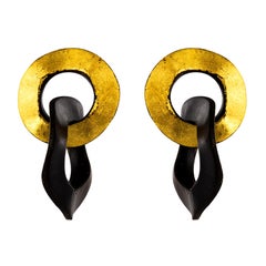 African Ebony Double Circle Dangling Earrings
