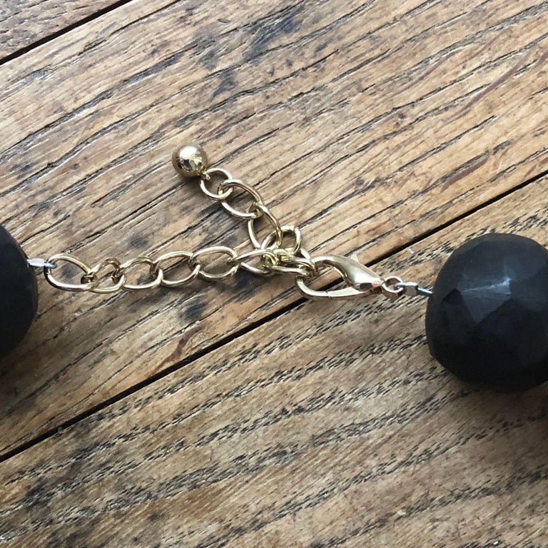 African Ebony Gold Leaf Faceted Pearl Necklace For Sale at 1stDibs
