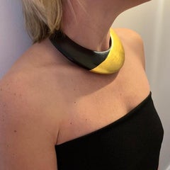 African Ebony Gold Leaf Torque Necklace