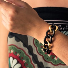 African Ebony Golden Leaf Bracelet