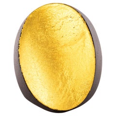 African Ebony Golden Leaf Oval Ring African Ebony Golden Leaf Oval Ring