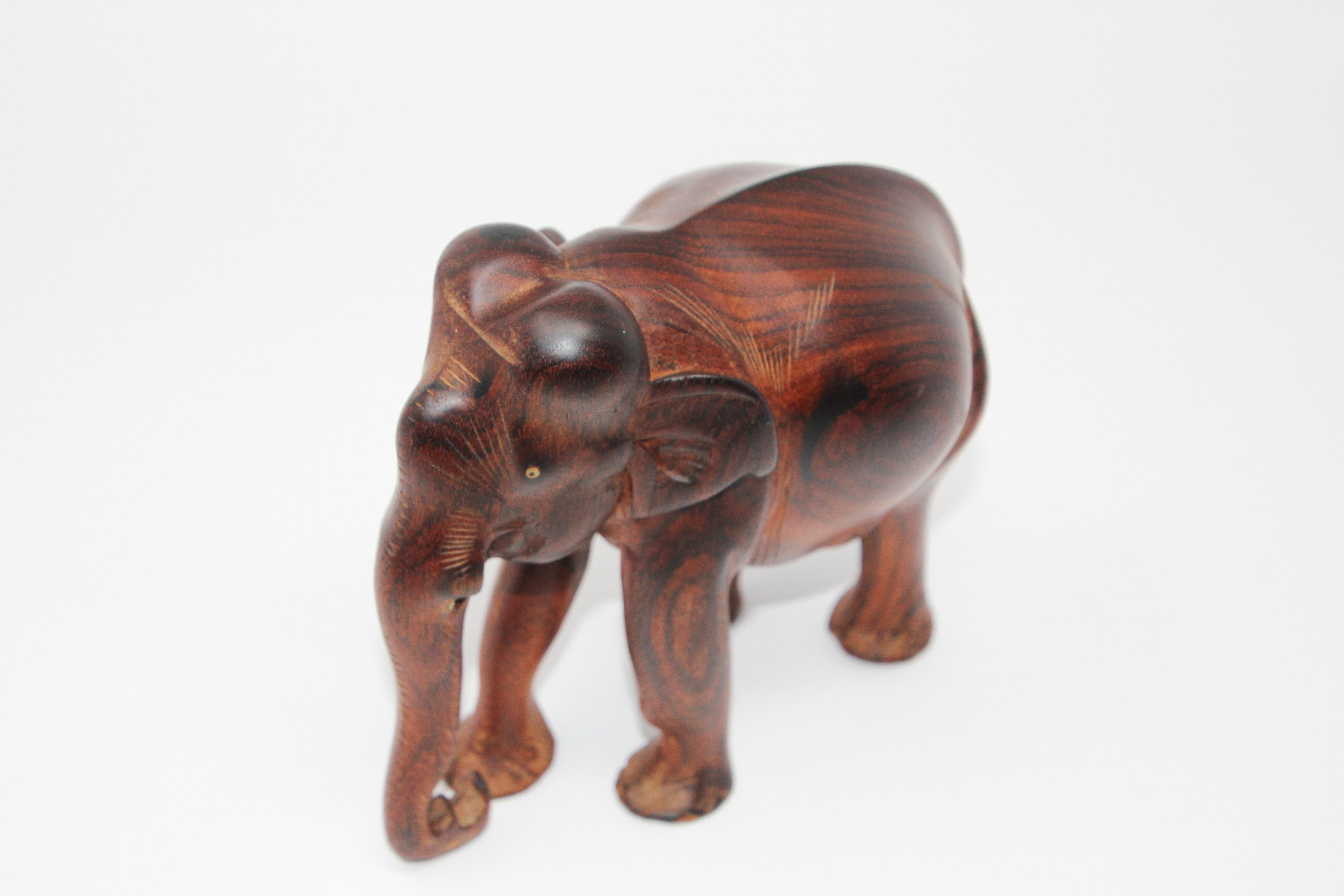 African Ebony Wood Hand Carved Elephant 1