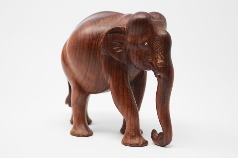 African Ebony Wood Hand Carved Elephant For Sale at 1stDibs