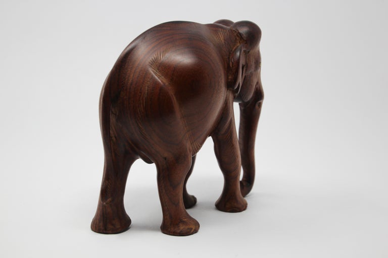 African Ebony Wood Hand Carved Elephant For Sale at 1stDibs