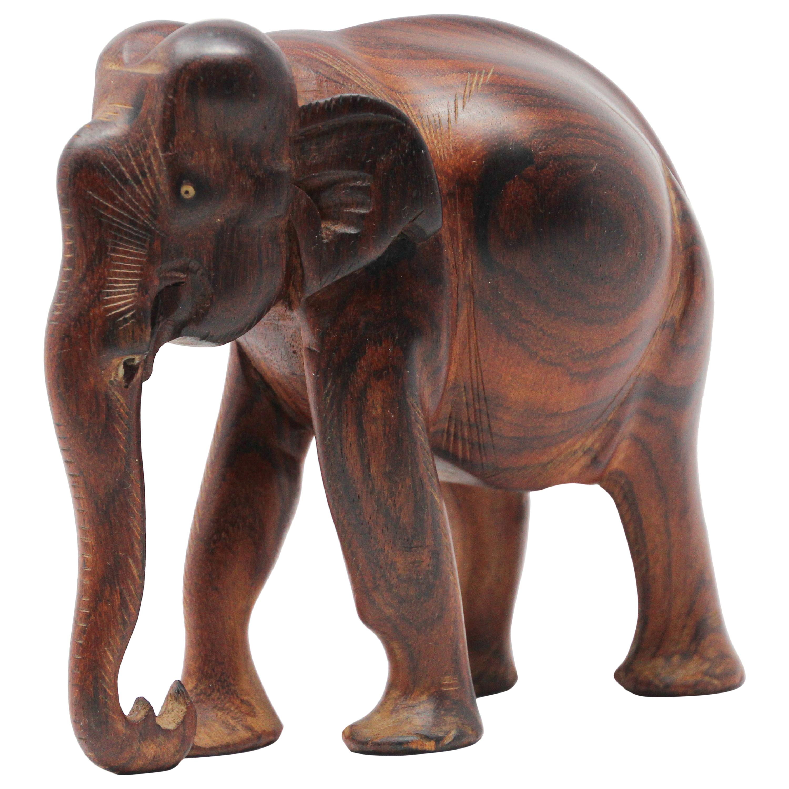African Ebony Wood Hand Carved Elephant