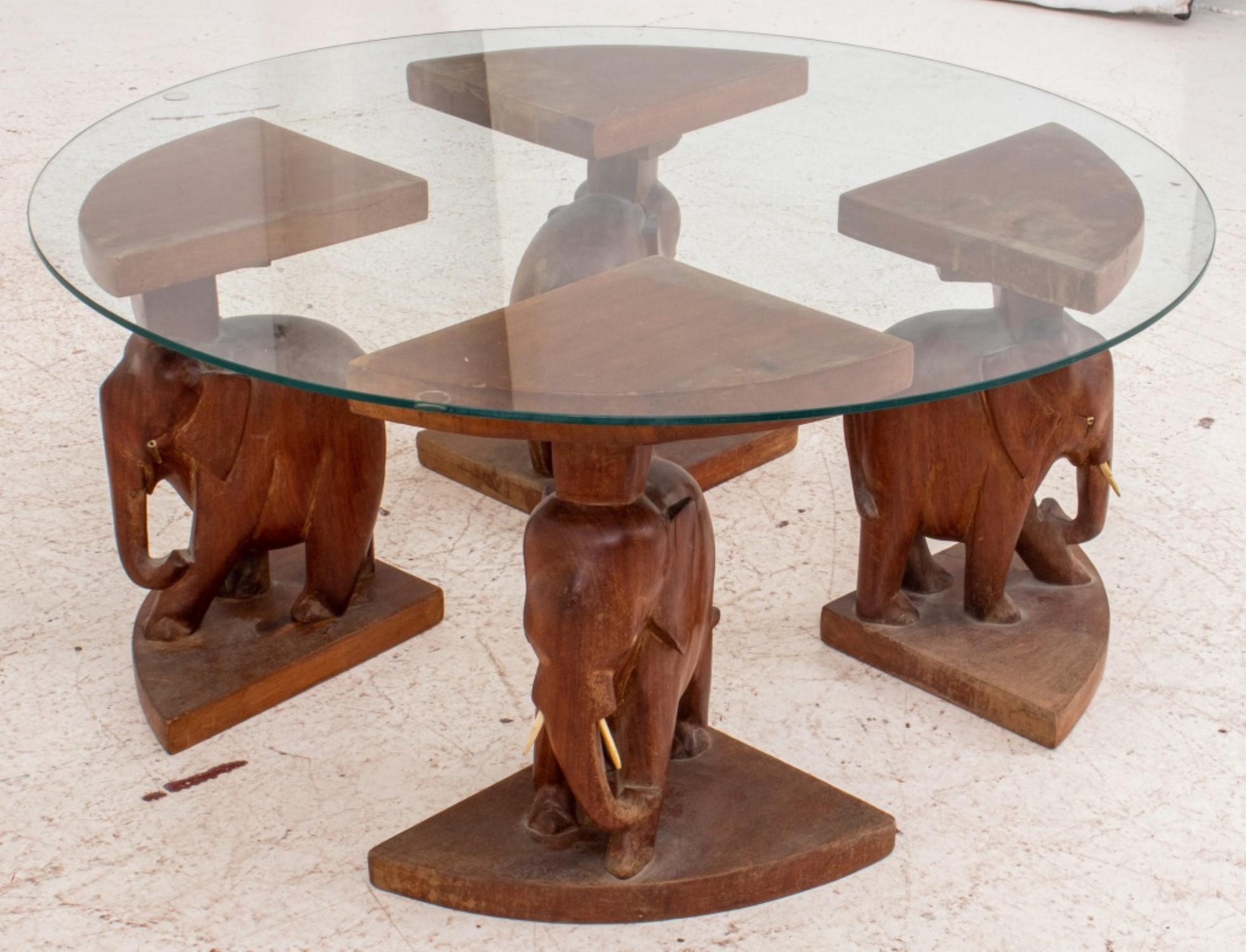 elephant coffee table with glass top