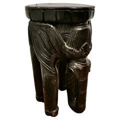 African Elephant Stool Carved from a Single Piece of Wood 