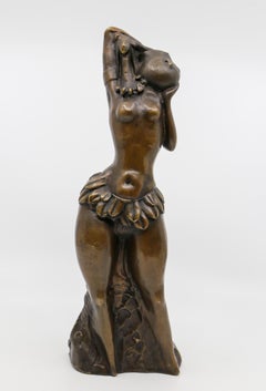 African Ethiopian Hamar Woman, Patinated and Polished Bronze Sculpture