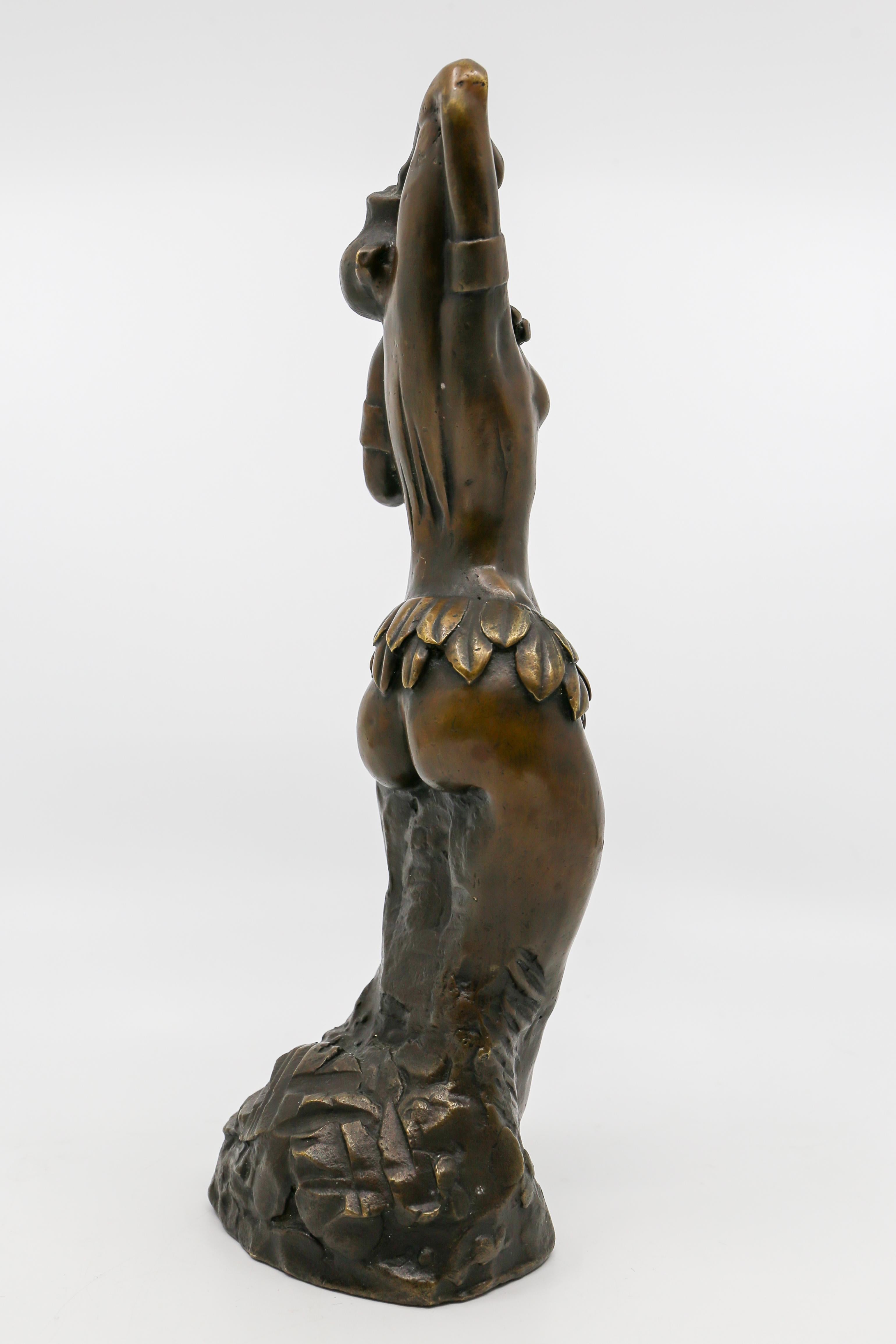 20th Century African Ethiopian Hamar Woman, Patinated and Polished Bronze Sculpture For Sale