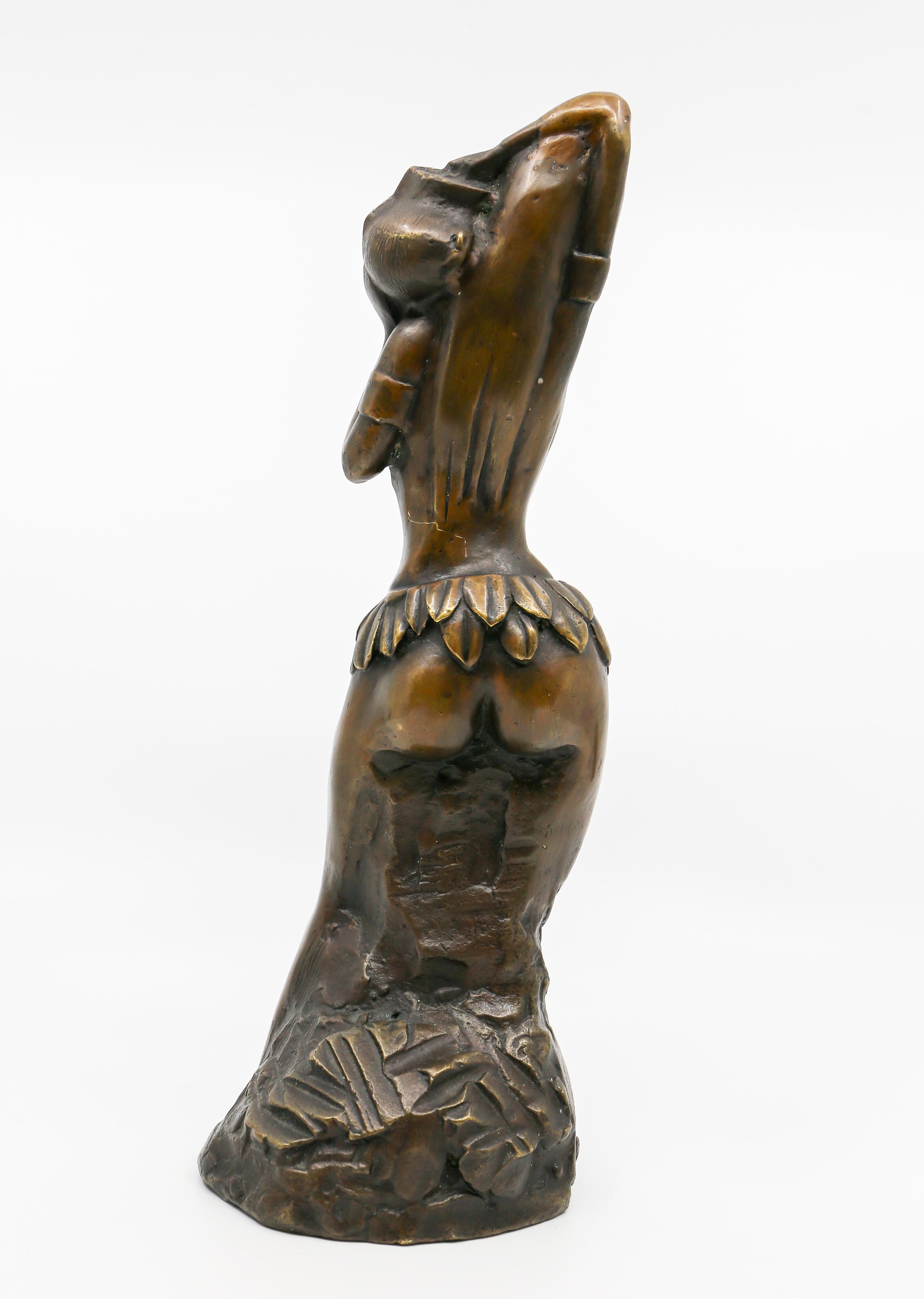 Afrikanische äthiopische Hamar-Frau aus Hamar, Skulptur aus patinierter und polierter Bronze im Angebot 1