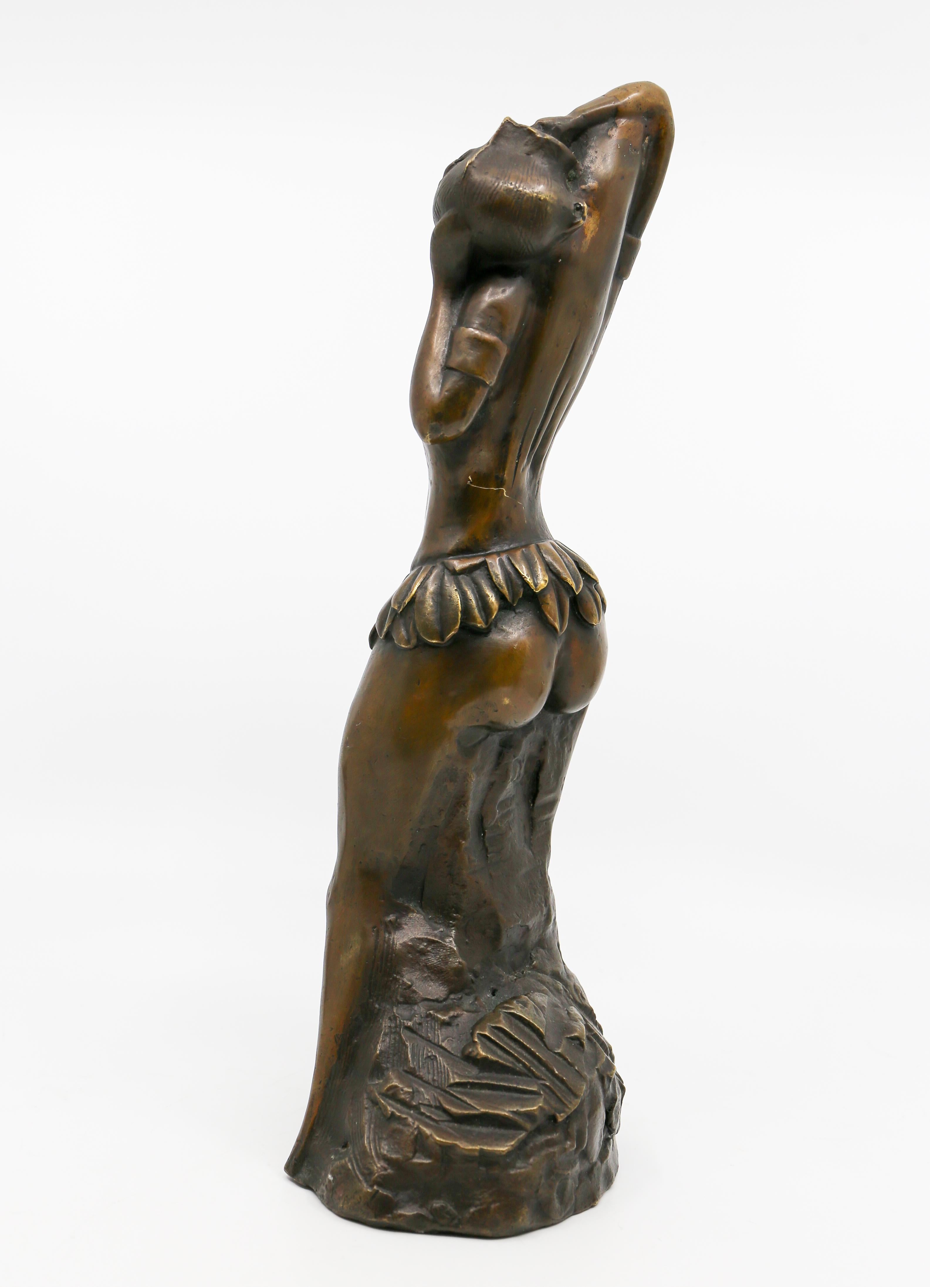 Afrikanische äthiopische Hamar-Frau aus Hamar, Skulptur aus patinierter und polierter Bronze im Angebot 2