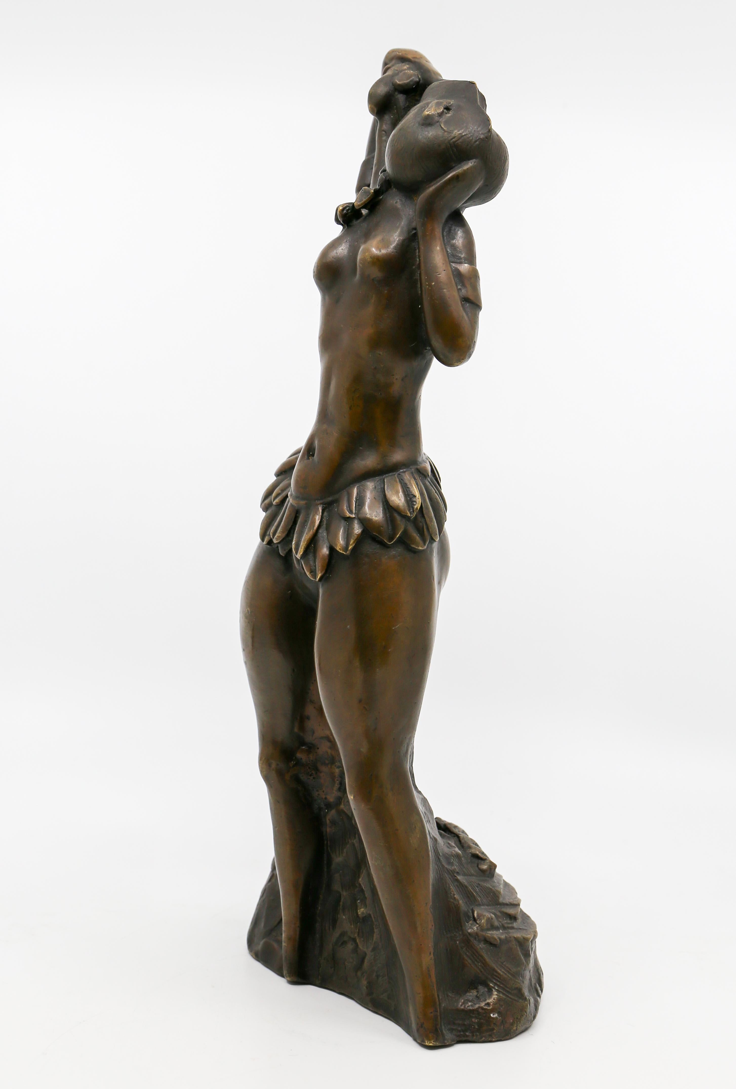 Afrikanische äthiopische Hamar-Frau aus Hamar, Skulptur aus patinierter und polierter Bronze im Angebot 3
