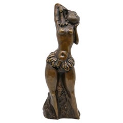 African Ethiopian Hamar Woman, Patinated and Polished Bronze Sculpture