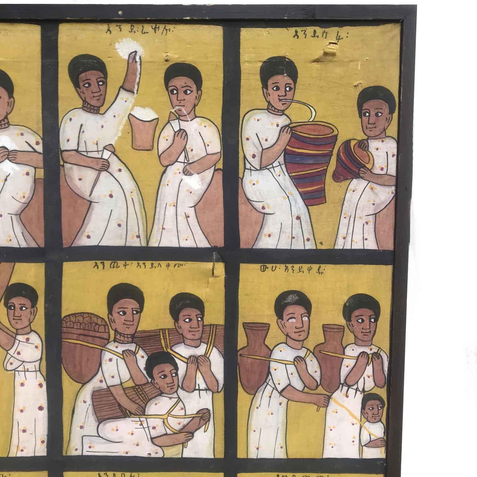 Etiope Pittura africana etiope Tribal Art del XX secolo in vendita