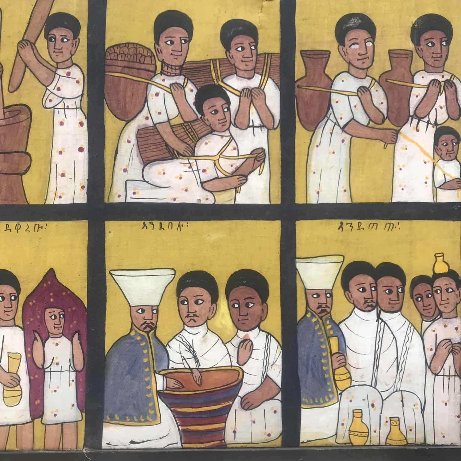 Pintura Etíope Africana de Arte Popular Tribal Siglo XX en venta 1