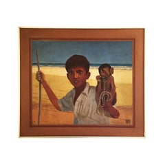 African Exotic Vintage Painting by Alan Healey 1970s Retro Boho Safari