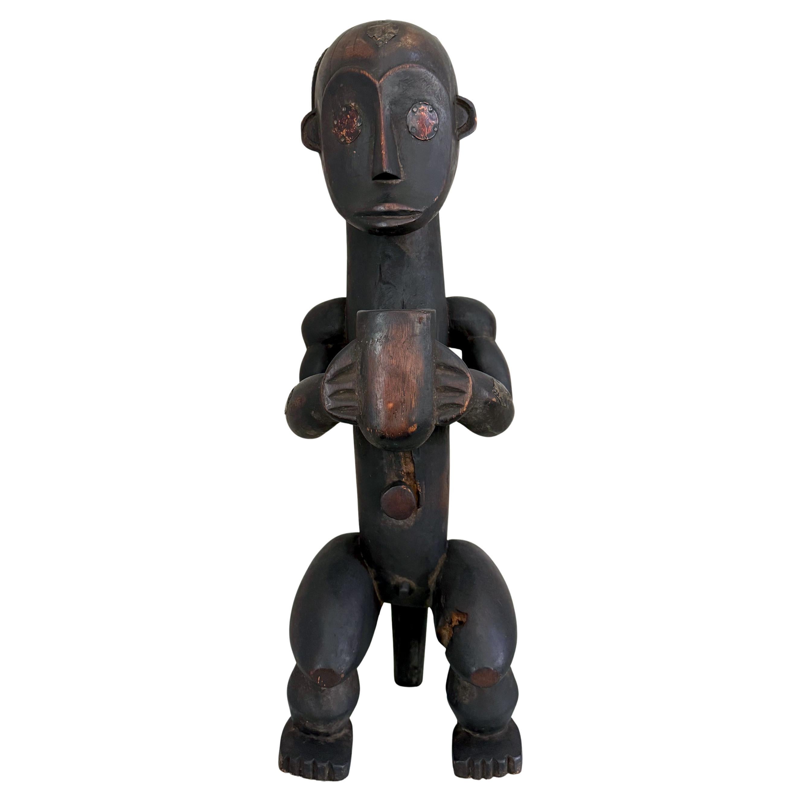 African Fang Reliquary Wood Figurative Statue Gabon